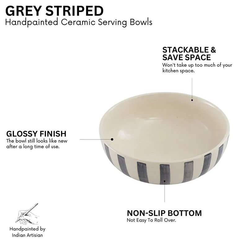 Cross Strips Ceramic Serving Bowl (800mL)- Set Of Two media 5