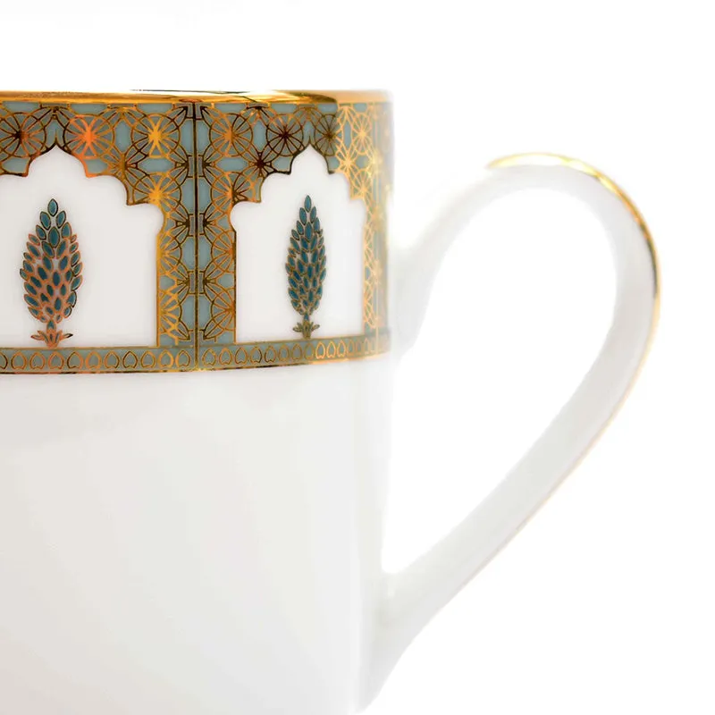 Gilded Chinar Coupe 24k Gold Brushed Porcelain Coffee Mug (280 mL Each) - Set Of Six media 5