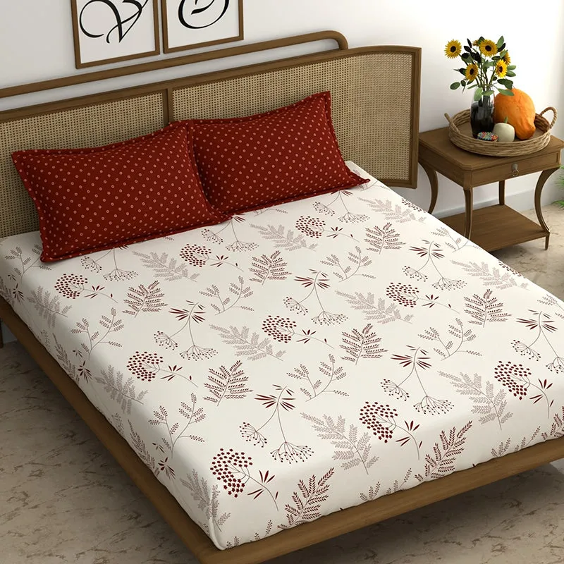 Faded Ferns Floral Microfiber Bedsheet - 150 GSM media 1
