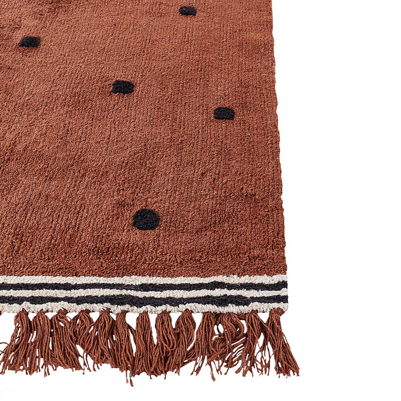 Polka Drops Tufted Cotton Area Rug - Brown media 4