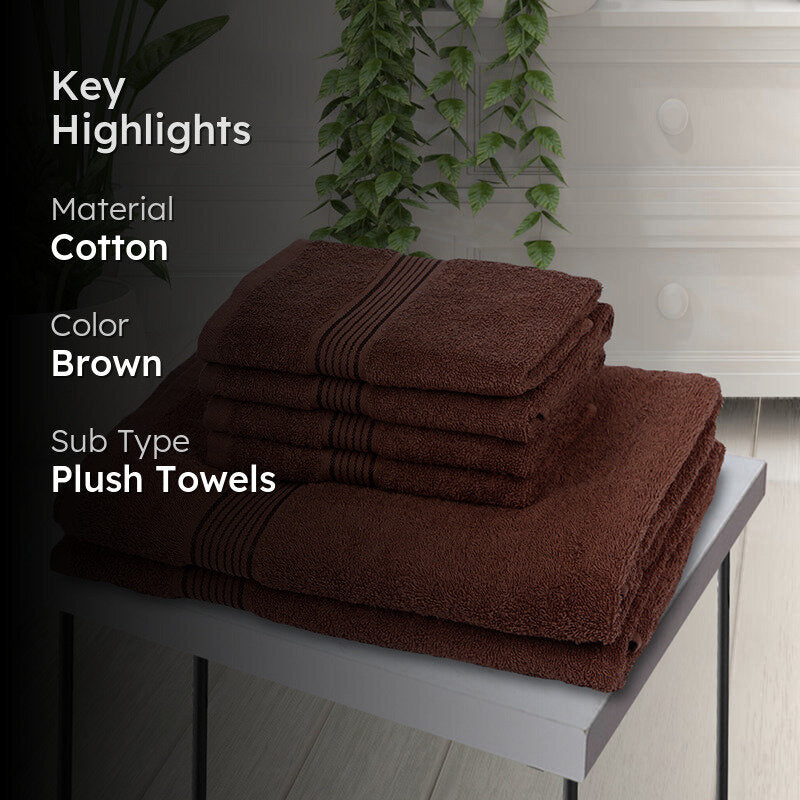 Nuage Cotton Towel Set (Brown ) - Set Of Six media 2