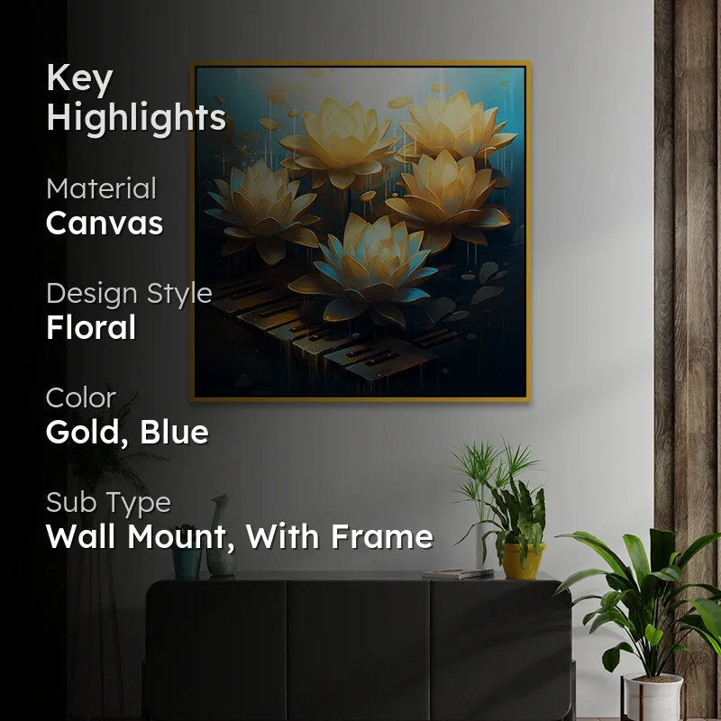 Lotus Aurum Canvas Wall Art With Frame media 2