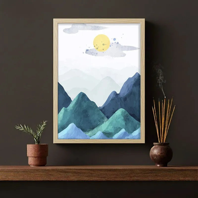 Blue Peaks Archival Paper Wall Art - Natural Brown Frame media 3