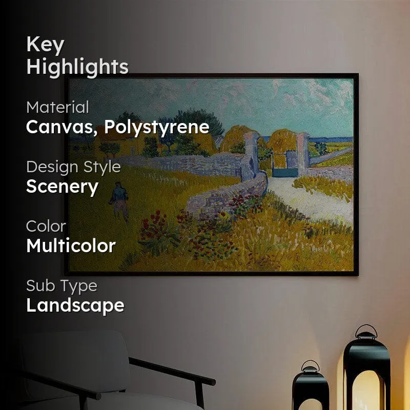 Farmhouse In Provence Canvas Wall Painting - Black Frame media 2