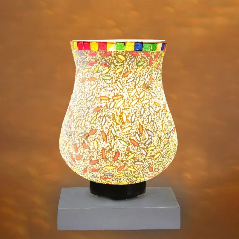 Galaxy Mosaic Glass Table Lamp With Wooden Base - Multicolor media 7