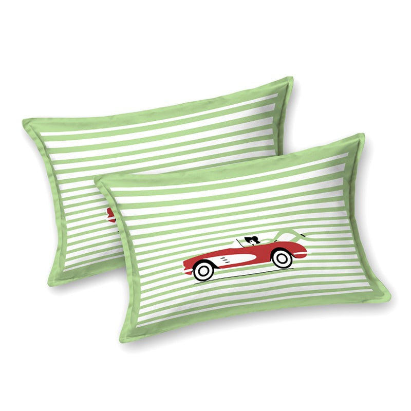 Illusion Stripey Race Cotton Bedsheet (Light Green) - 200 TC media 5