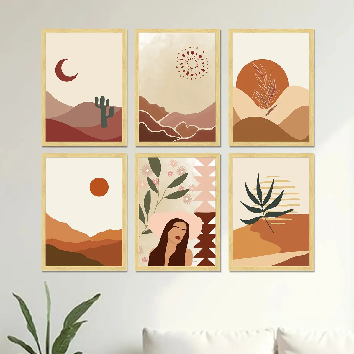 Desert Scene Wall Art With Frame - Set Of Six media 5