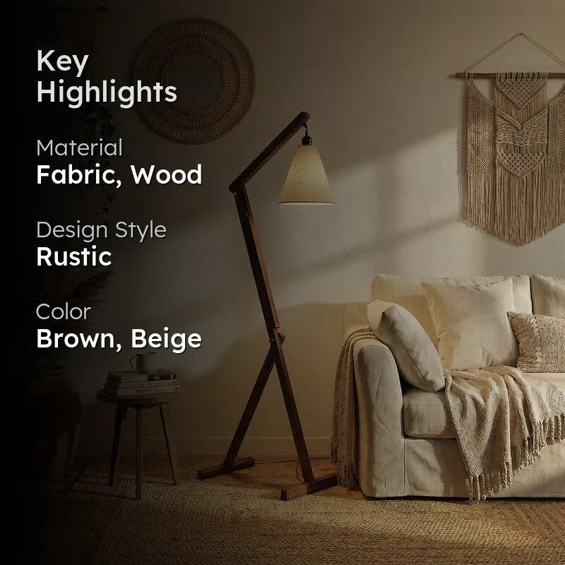 Ixena Arched Wooden Floor Lamp with Fabric Shade media 2