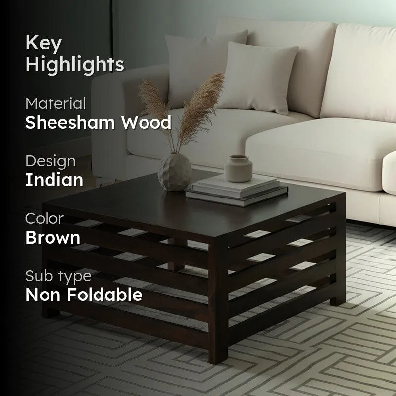 Qervon Sheesham Wooden Center Table - Taupe media 2