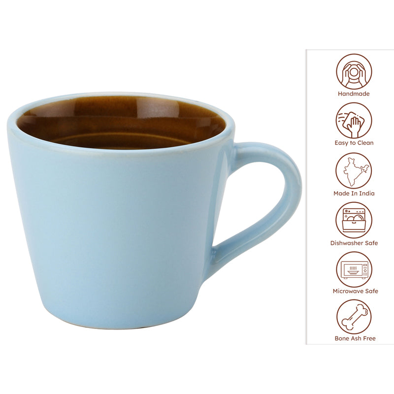Karvaa Ceramic Tea Cup (175 mL Each)/Arctic Blue)-  Set of Six media 5