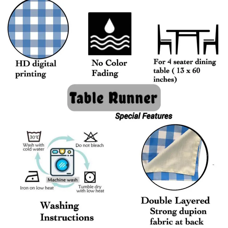 Mabel Checkered Poly Canvas Table Runner - Blue media 6