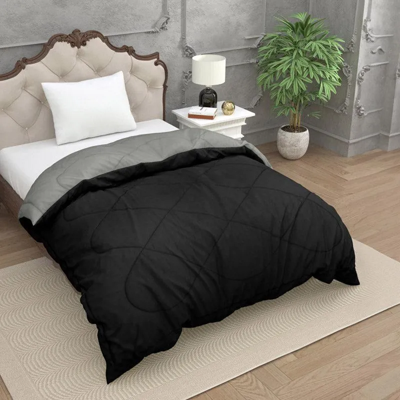 Nihara Reversible Dual Color Glace Cotton Comforter (Black & Grey)  - 200 GSM media 1