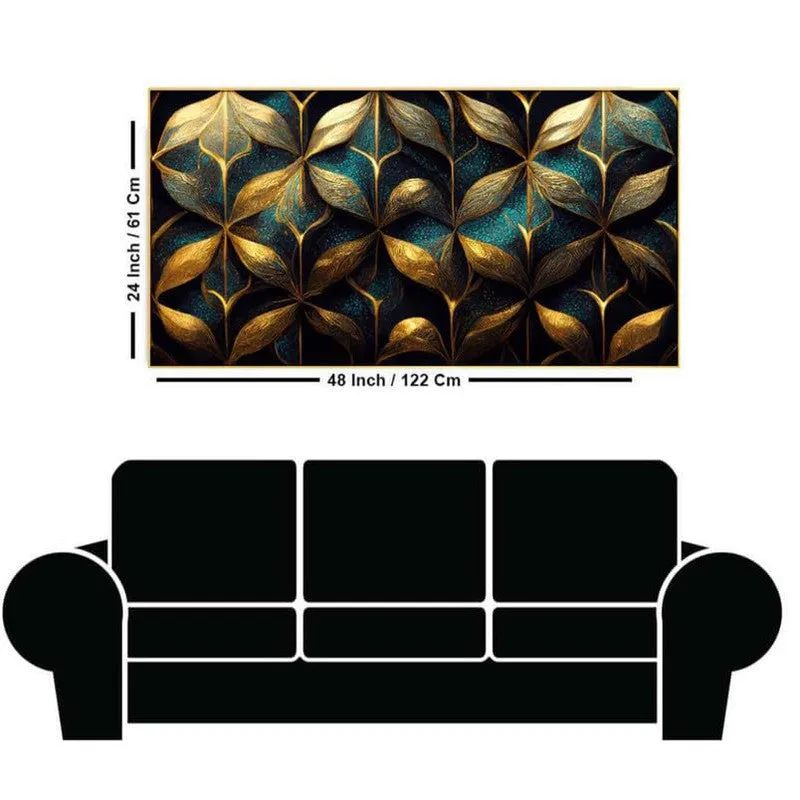 Golden Foliage Canvas Wall Painting With Frame media 7