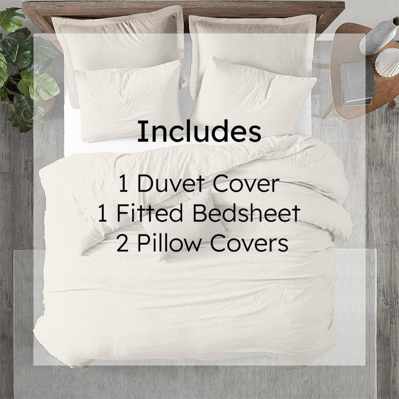 Evelyn 100% Cotton Satin Weave Bedding Set - Ivory - 400 TC media 8