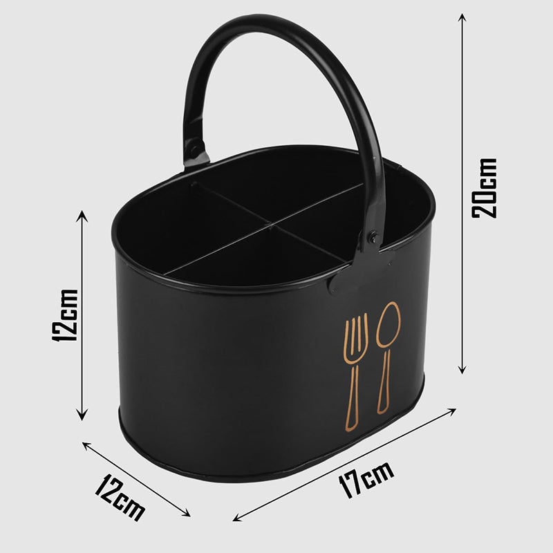 Fork & Order Metal Cutlery Holder - Black,Gold media 7