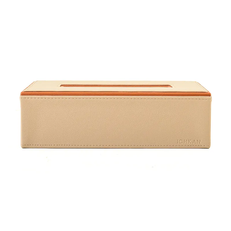 Tisca Edge Faux Leather Tissue Box - Beige media 4