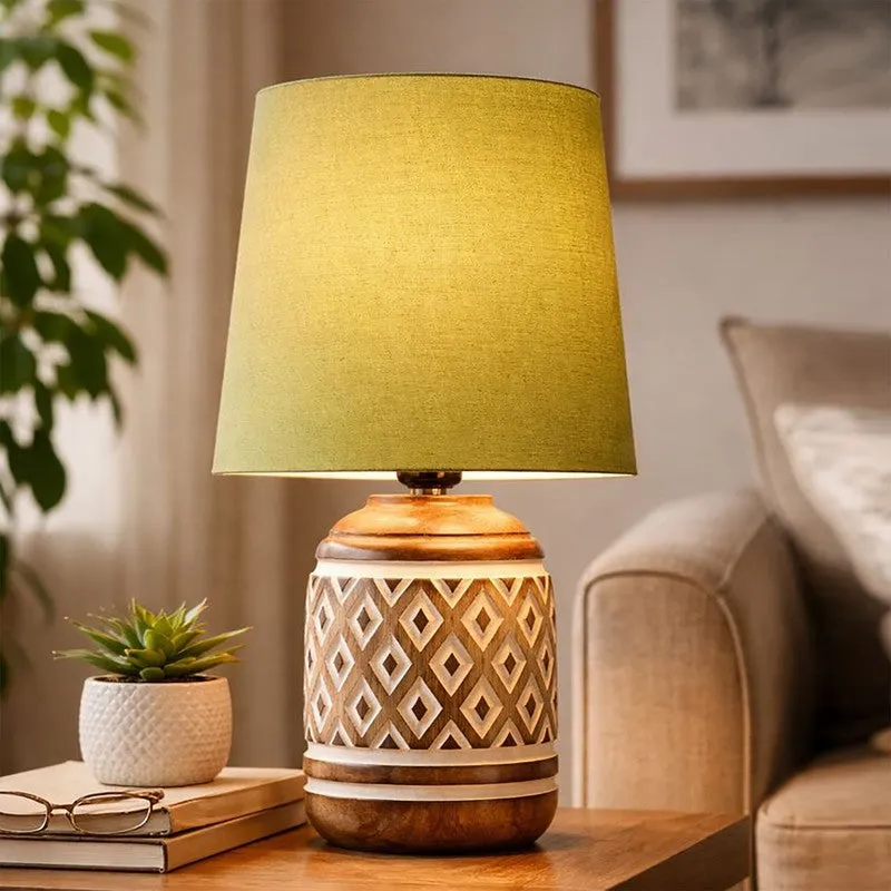 CleanEdge Wooden Table Lamp - Green media 3