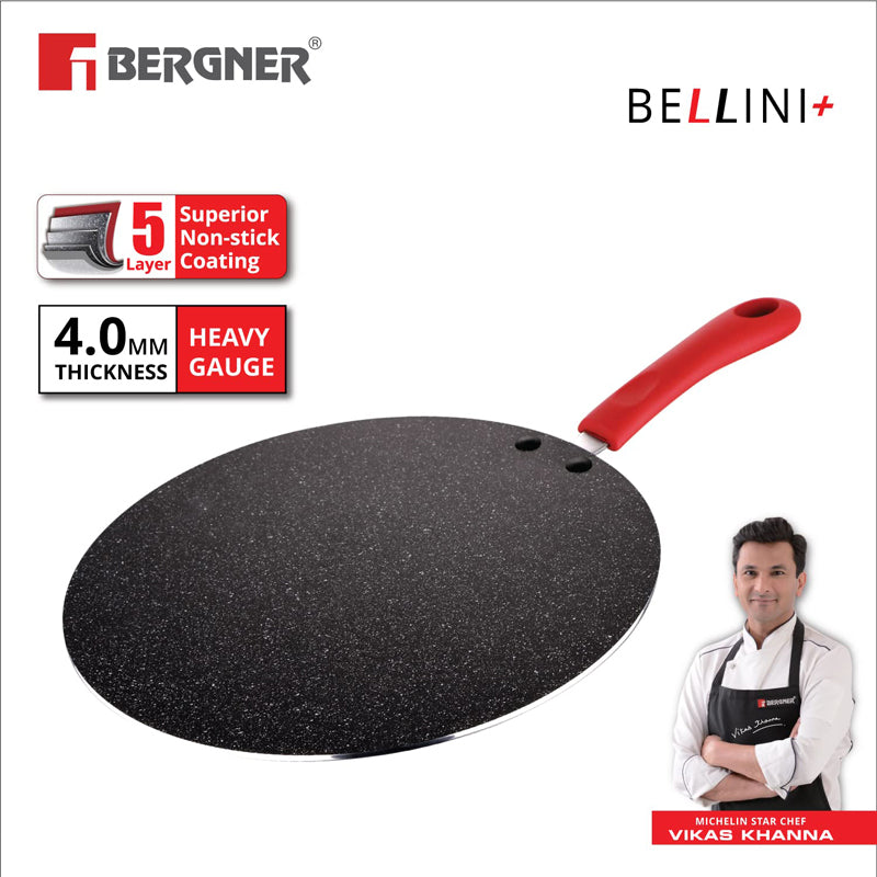 Bergner Bellini Plus Non Stick Flat Tawa (Red) - 30 cm media 3