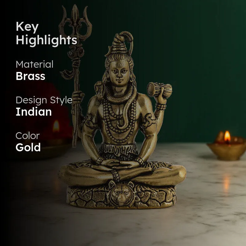 Blessed Bholenath Brass Idol - Gold media 2