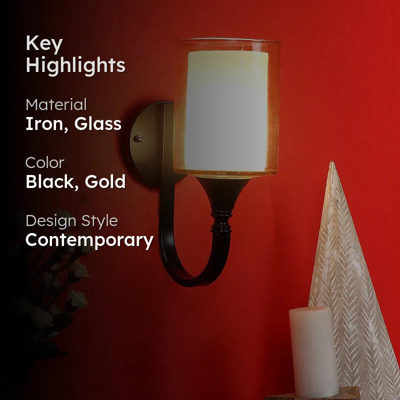 Cubra Iron Wall Lamp With Glass Shade media 2