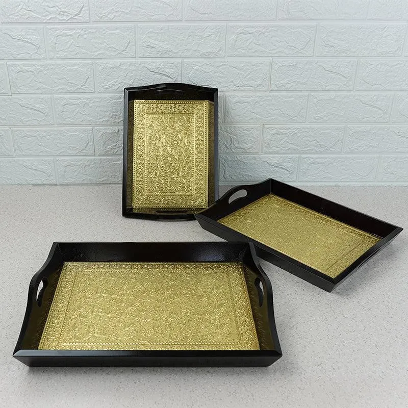 Ananda Ethnic Wooden Serving Tray Set - Set of Three media 5