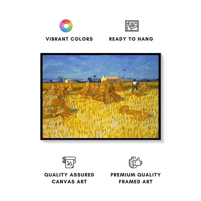 Corn Harvest In Provence Canvas Wall Painting - Black Frame media 4