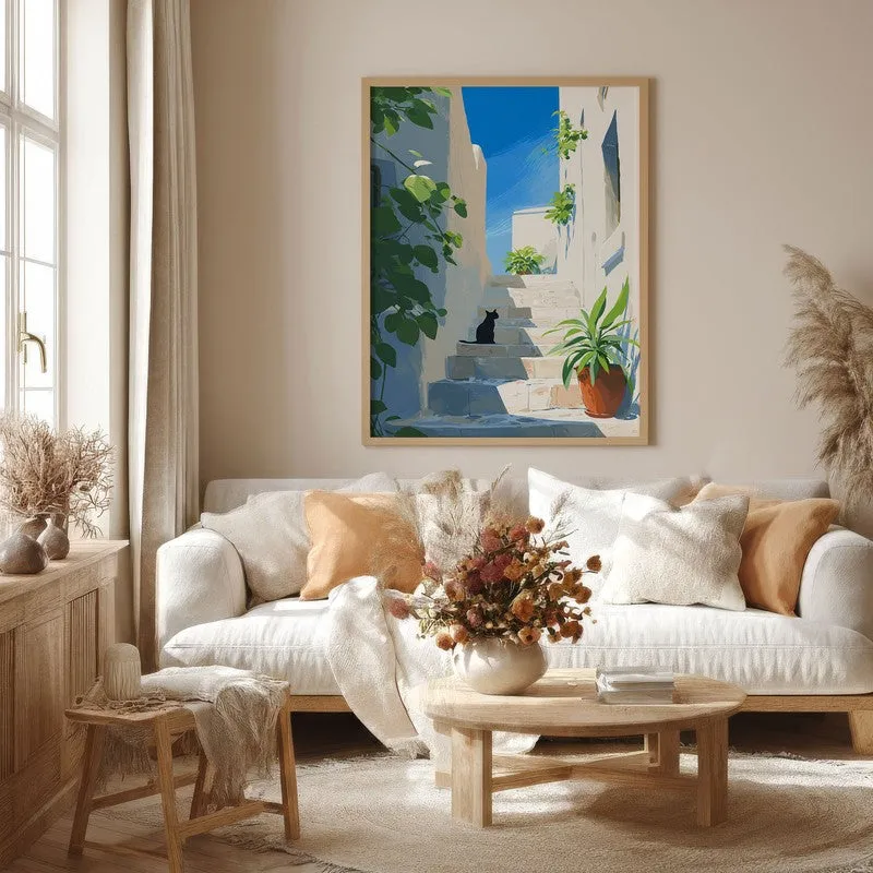 Shadow Stair Canvas Wall Painting - Brown Frame media 4