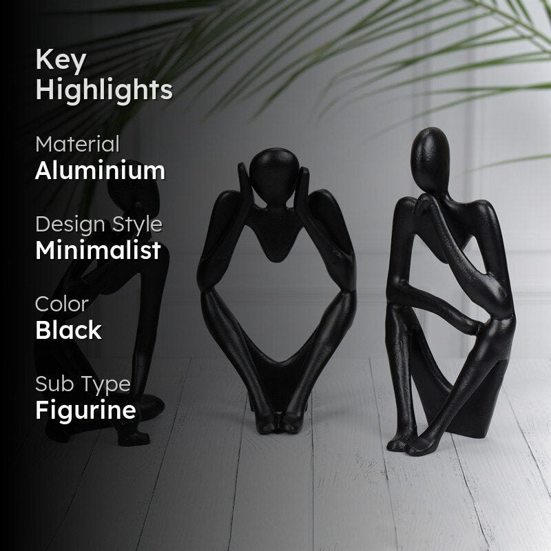 Human Ponder Showpiece (Black) - Set Of Three image 2