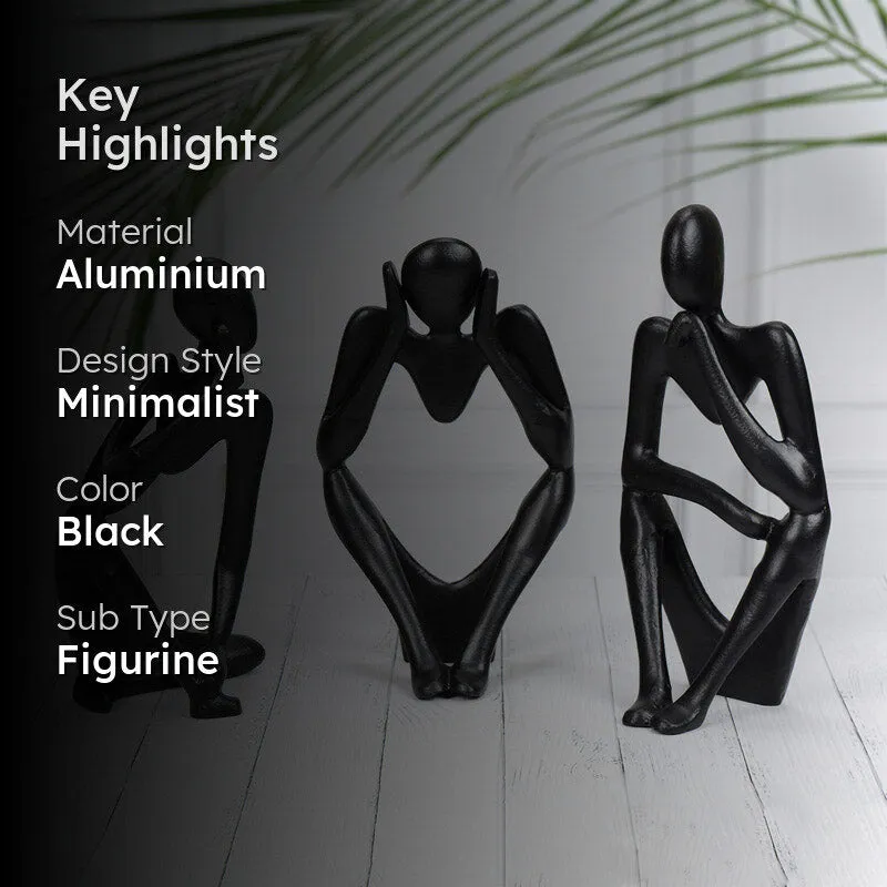 Human Ponder Showpiece (Black) - Set Of Three media 2