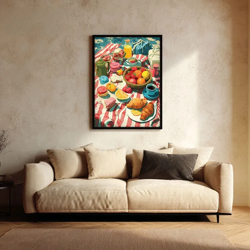 Croissant Glow Canvas Wall Painting - Black Frame media 1