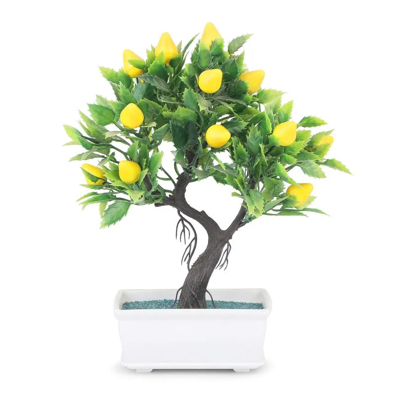 Leafora Lemon Artificial Plant With Plastic Pot(Yellow) - 0.8 Feet media 5