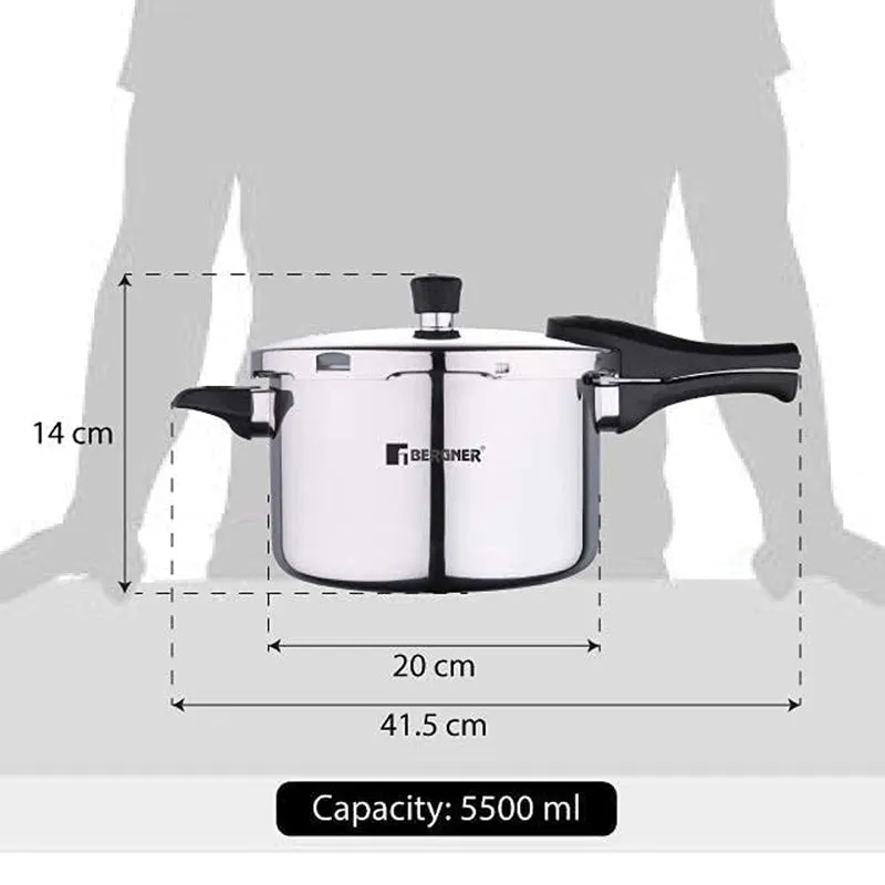 Bergner Argent Triply Pressure Cooker With Outer Lid - 5500 mL media 9