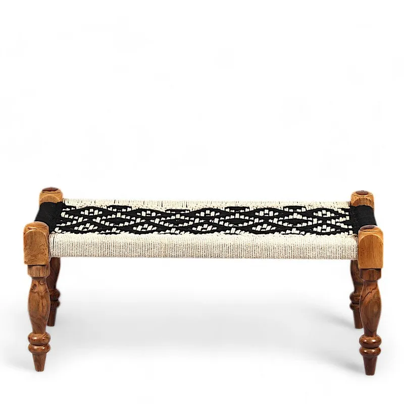 Forvo Sheesham Wooden Bench - Black,White media 6