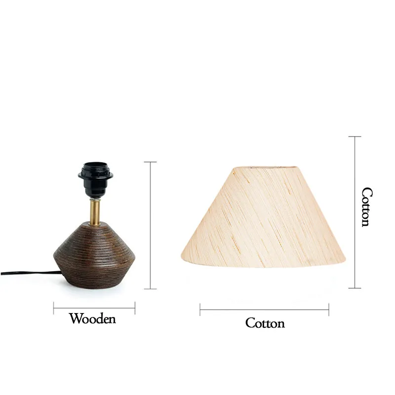 Yami Cone Wooden Table Lamp - Beige,Brown media 9