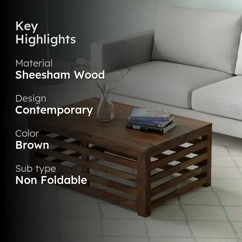 Cenrox Sheesham Wooden Center Table - Brown media 2
