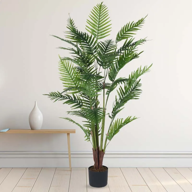 Faux Lush Areca Palm Plant With Black Plastic Pot - 4.4 Feet media 3