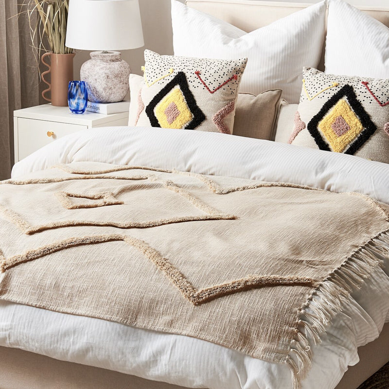 Woven Roots Cotton Throw - Off White
