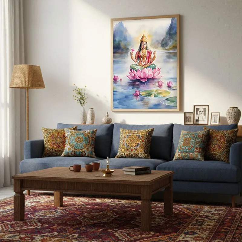 Padmapriya Spiritual Archival Paper Wall Painting - Natural Brown Frame media 4