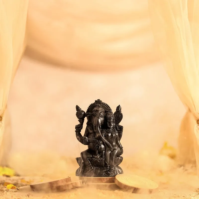 Ucchista Ganapati Divine Ebony Wood Idol media 4