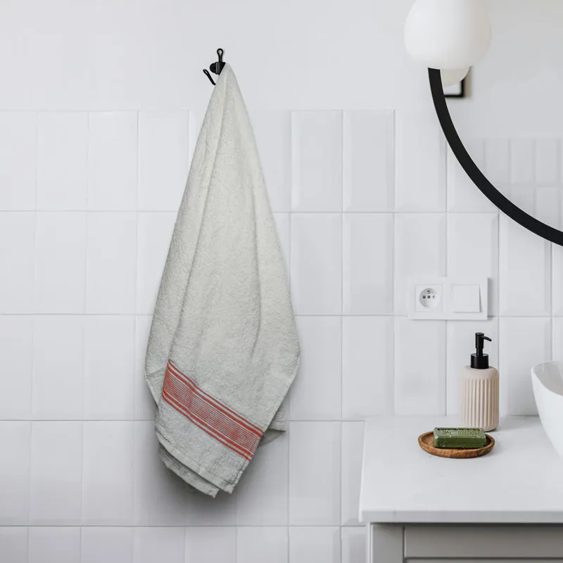 Micro Cotton LuxeDry Comfort Bath Towel - White & Red media 1