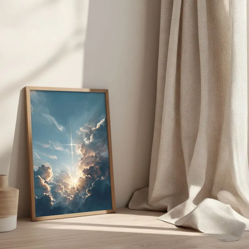Whispers of the Sky Archival Paper Wall Painting With Brown Frame media 3