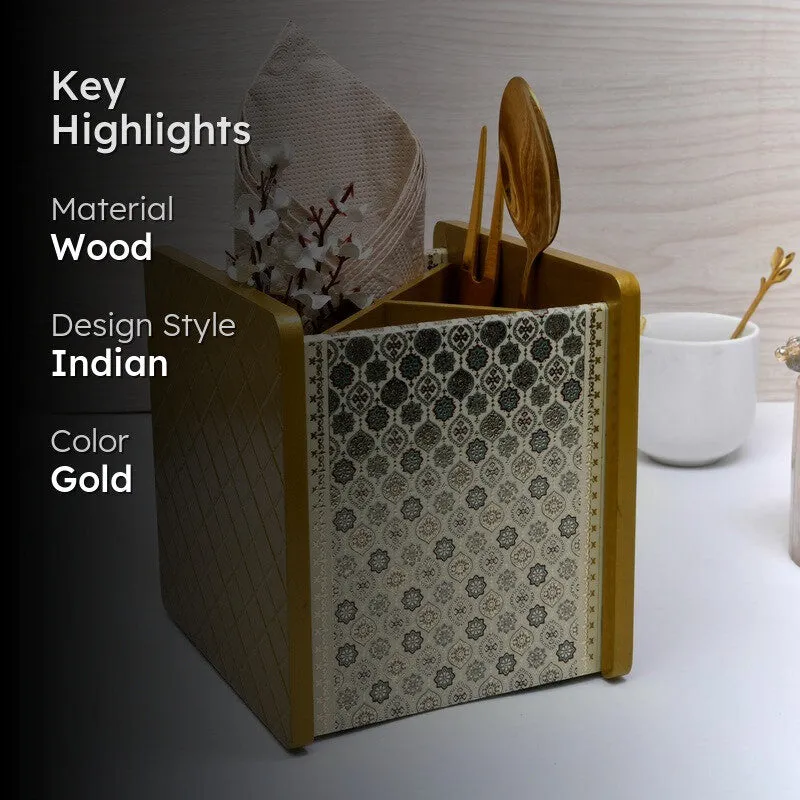 Modern Golden Wire Cutlery Stand media 2
