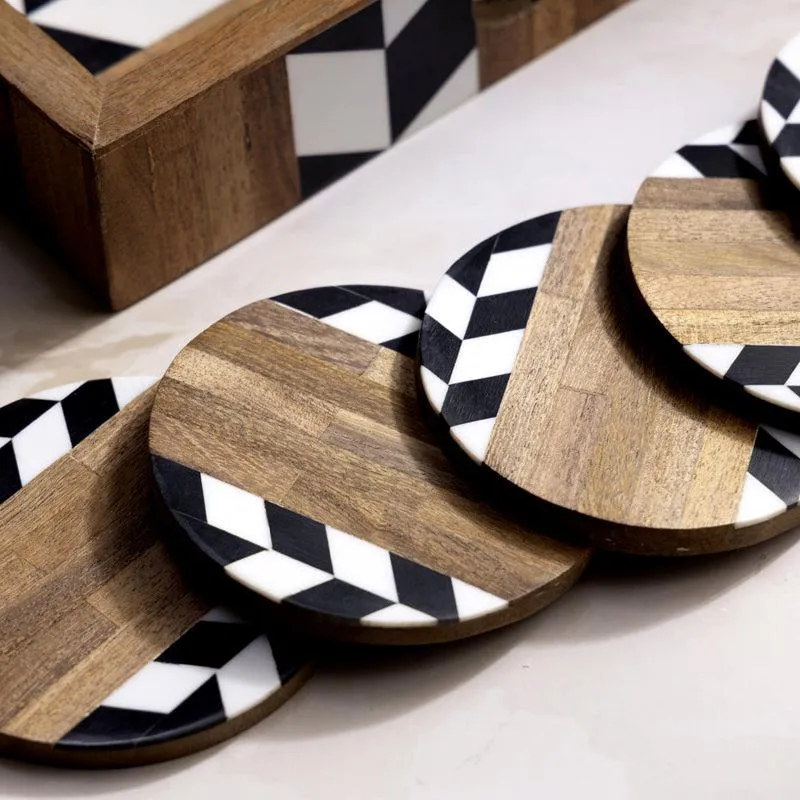 Nihi Black & White Stripe Serving Tray media 3