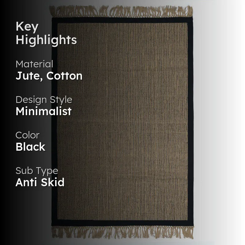 Saral Home Jutify Anti-Slip Jute Cotton Area Rug with Fringe media 2