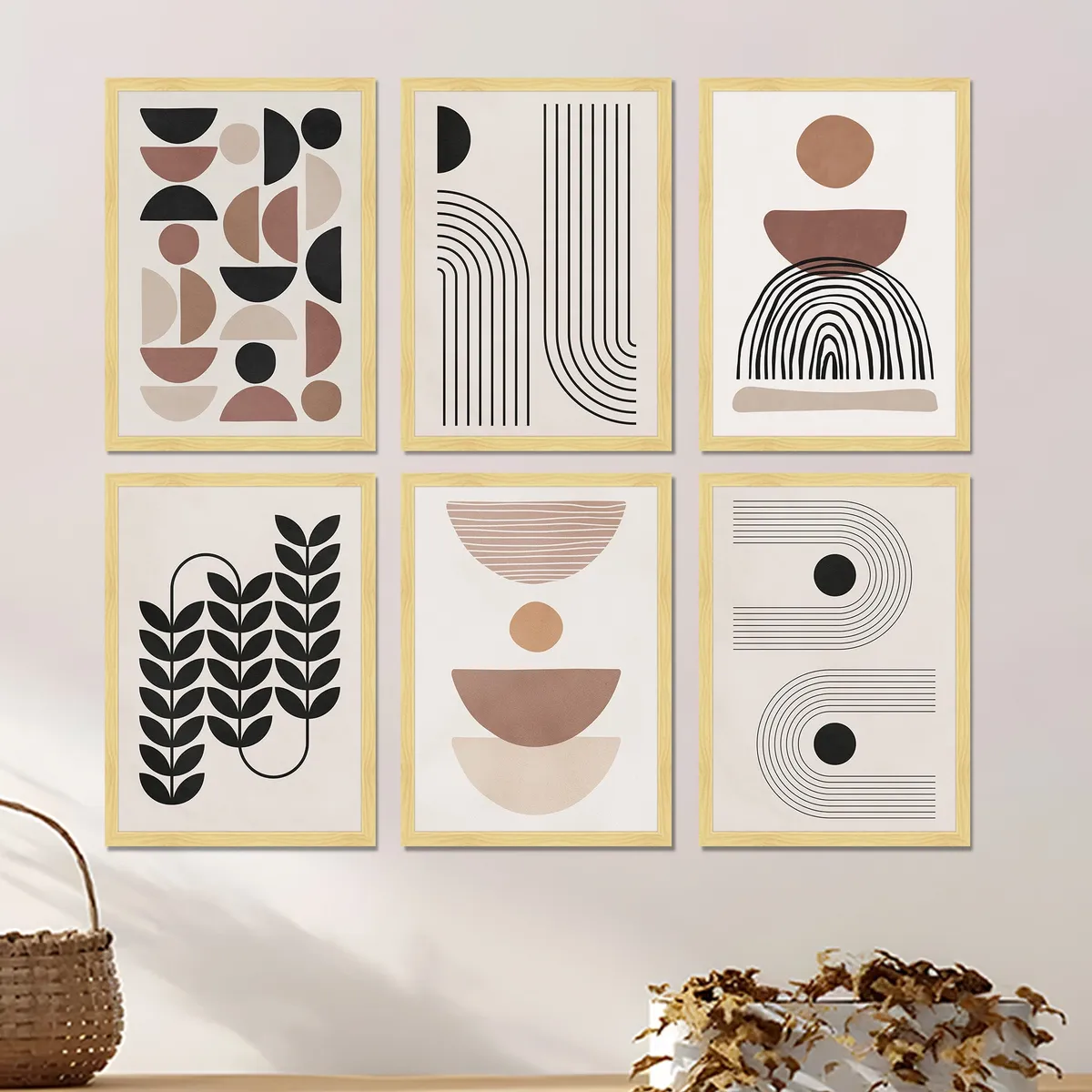 Caliora Soft Tone Abstract Wall Art - Set of Six media 4