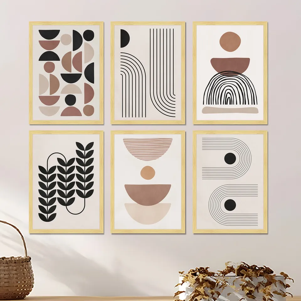 Caliora Soft Tone Abstract Wall Art - Set of Six media 4