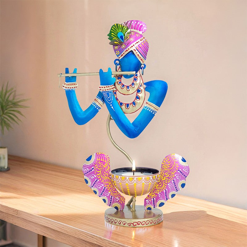 Krishna Flute Tealight Holder - Black,Orange media 7