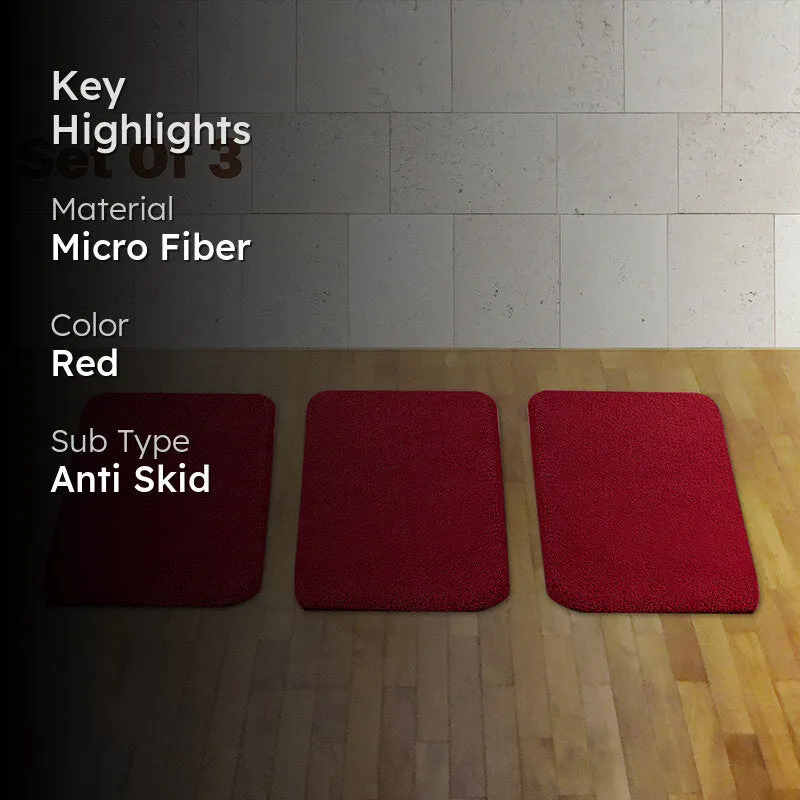 Lois Anti Skid Bath Mat (Red) - Set Of Three media 2