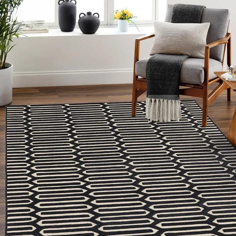Diores Hand Tufted Geometric Wool & Nylon Carpet - Black media 3