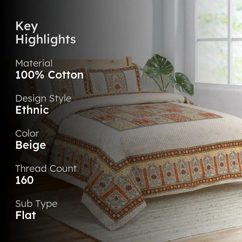 Parth Ethnic Cotton Bedsheet (Yellow) - 160 TC media 2